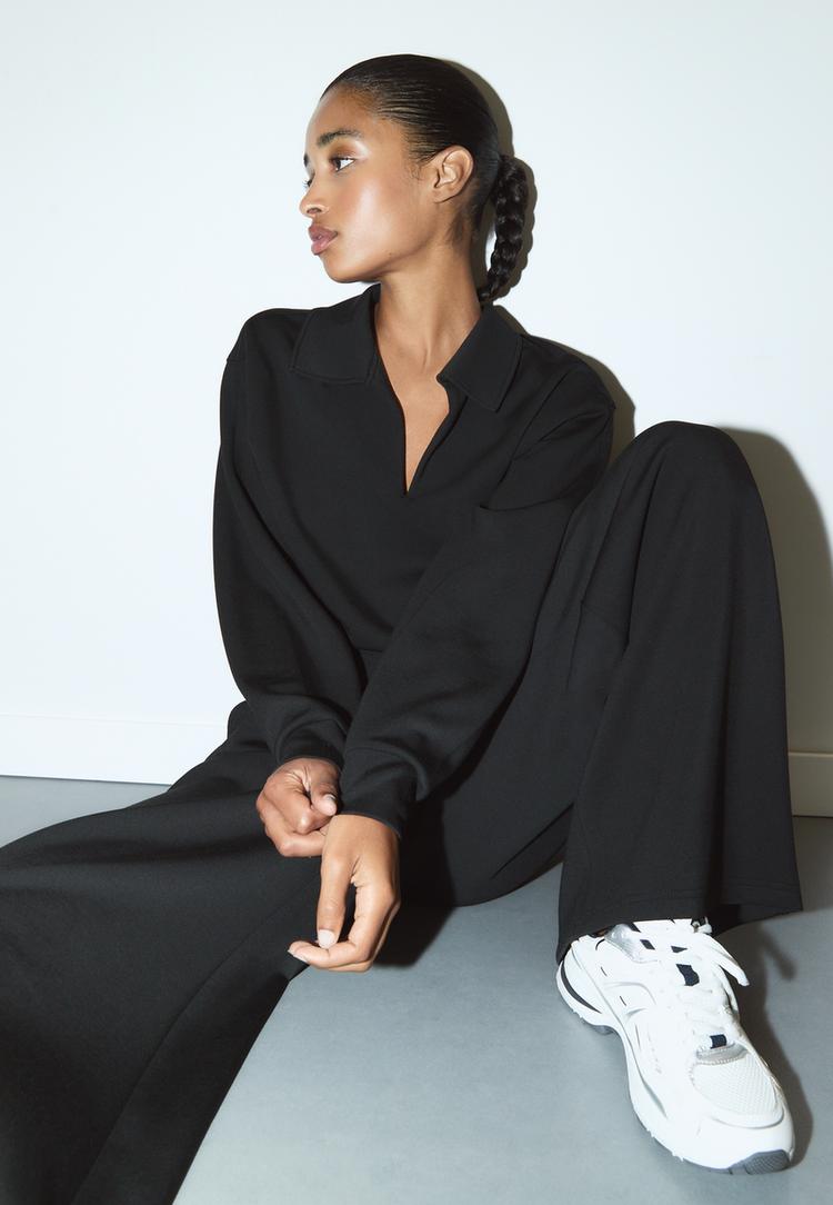 Stradivarius Spodnie wizytowe o miękkim dotyku Czarny 34