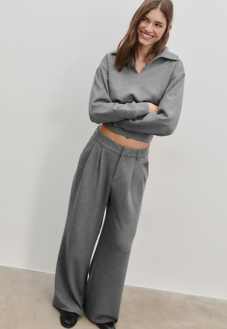 Stradivarius Spodnie wizytowe o miękkim dotyku Ciemnoszary 36