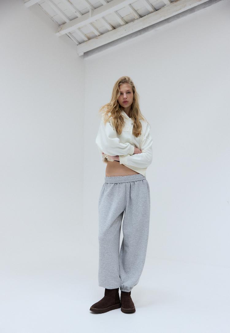 Stradivarius Spodnie jogger balloon Popielaty L