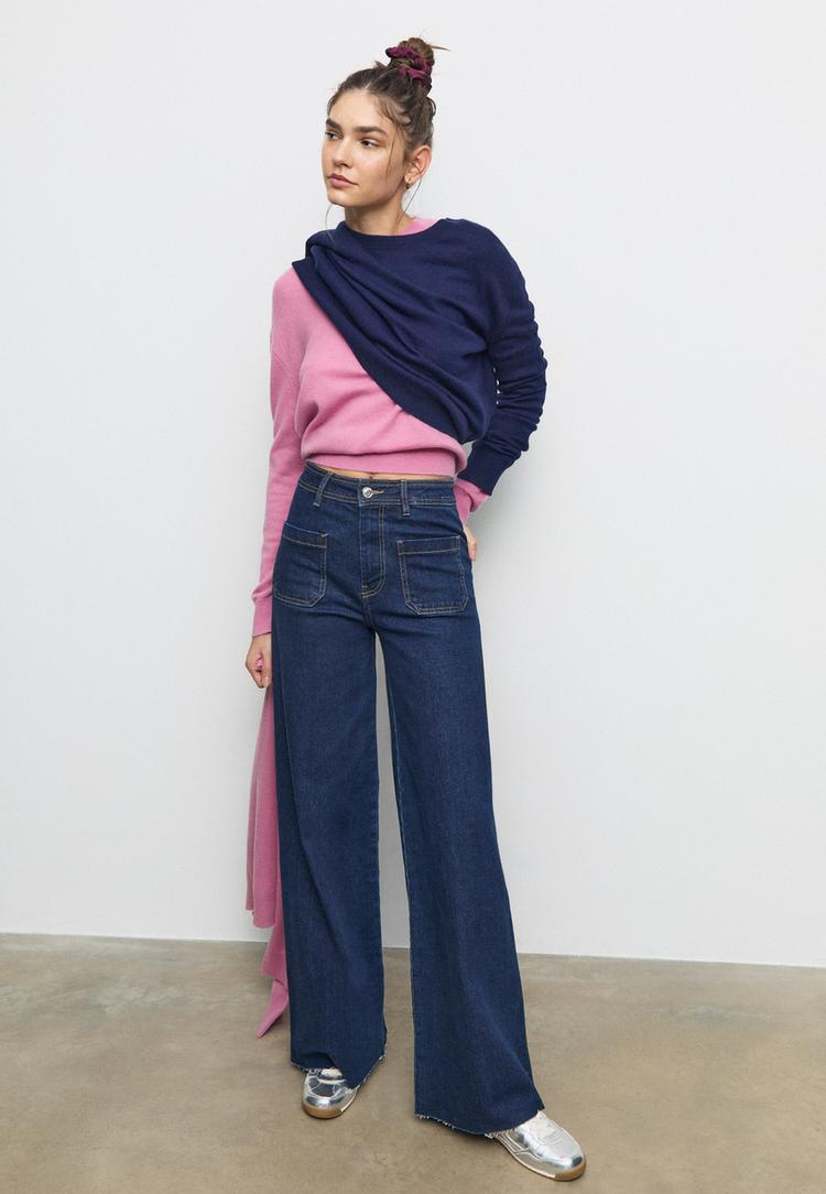 Stradivarius Jeansy prosty krój z kieszeniami WYBLAKŁY DENIM 42