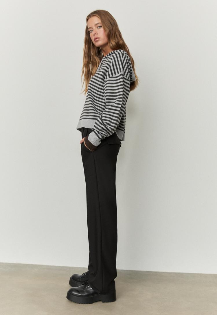 Stradivarius Spodnie wizytowe z kieszeniami Czarny 44