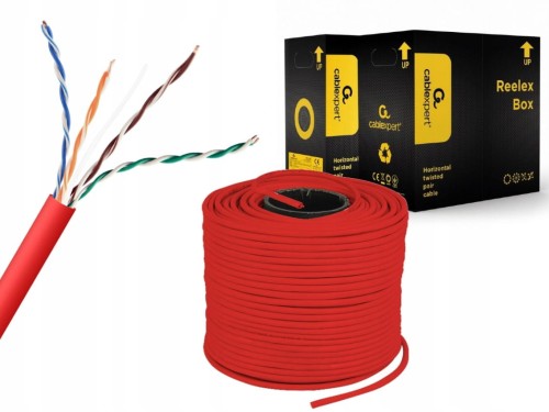 KABEL SIECIOWY LAN UTP KAT.5E SKRĘTKA GEMBIRD 50M CZERWONY
