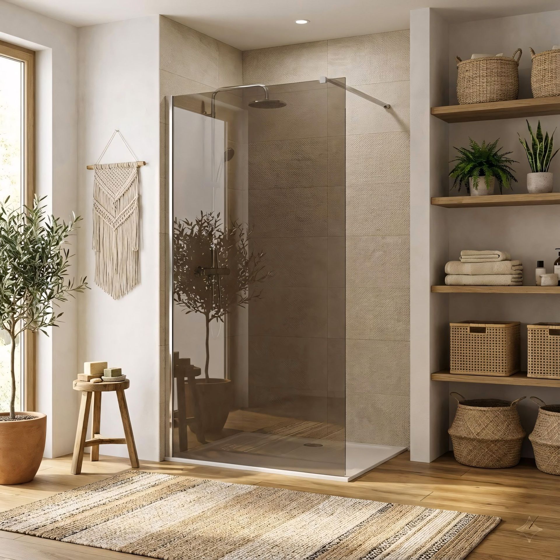 Rea Kabina prysznicowa Walk-In Rea Flexi Brown / Chrome 90