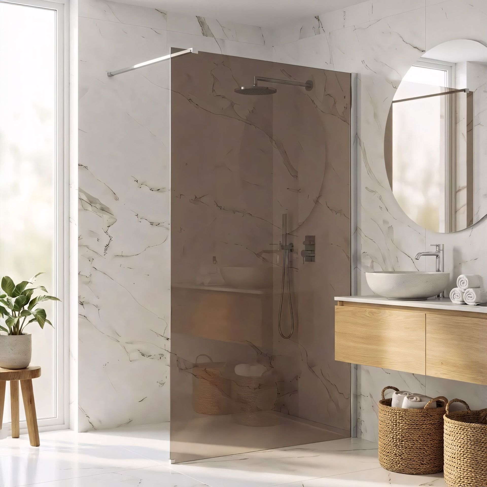 Rea Kabina prysznicowa Walk-In Rea Flexi Brown / Chrome 120