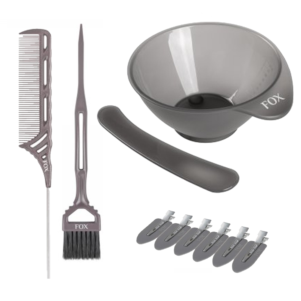 Fox Earth Colors, kompletny zestaw akcesorii do koloryzacji, szary