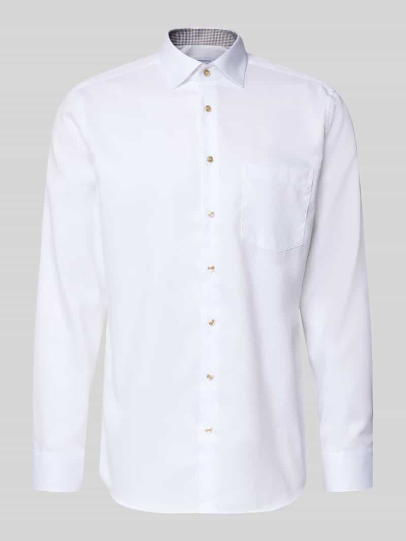 Koszula biznesowa o kroju regular fit z bawełny z kołnierzykiem typu kent