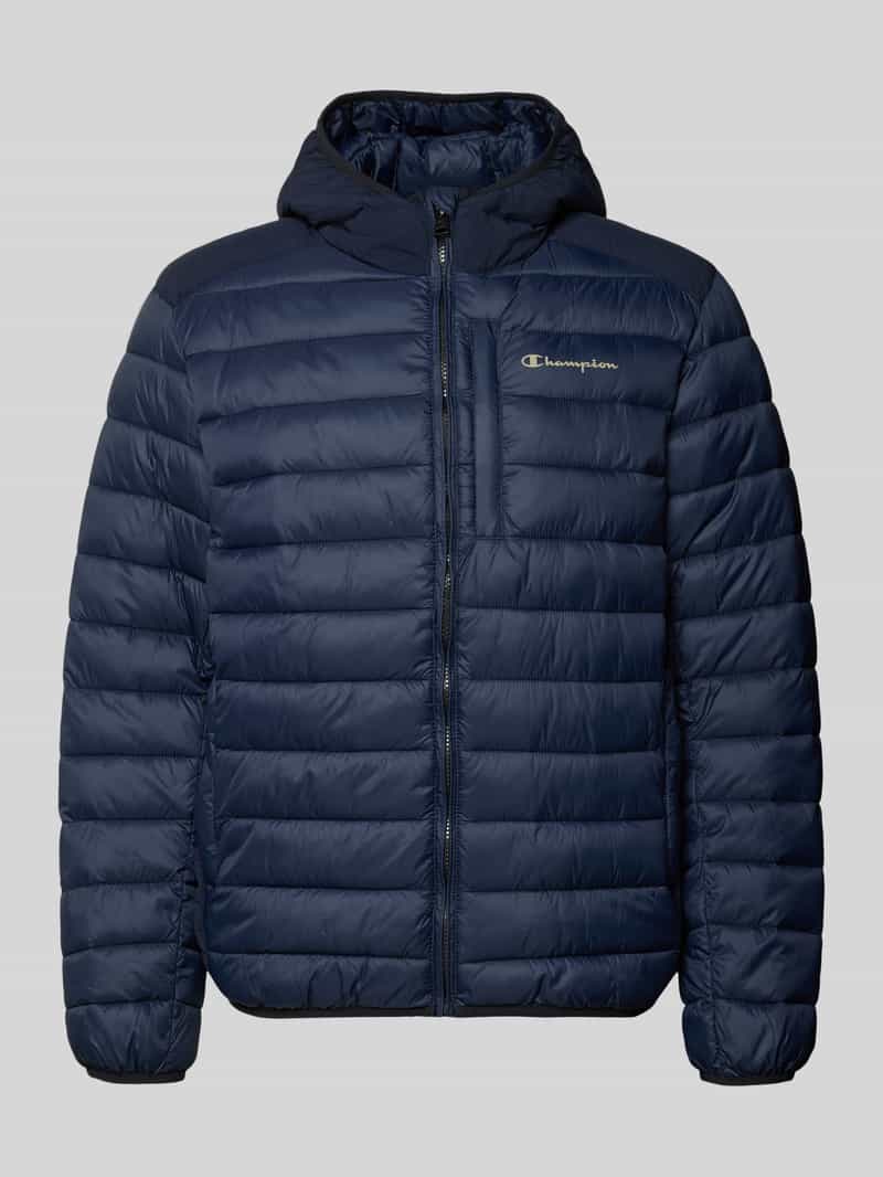 Kurtka pikowana z kapturem i logo