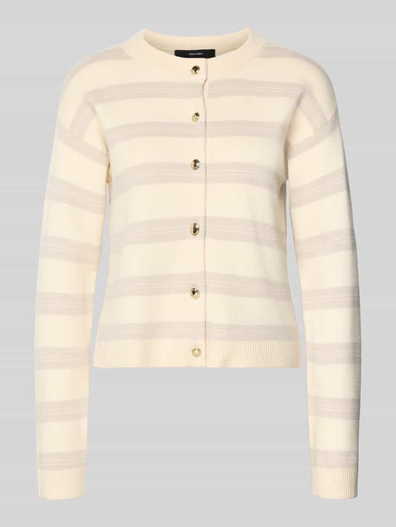 Kardigan o kroju regular fit z mieszanki wiskozy model ‘GOLD STRIPE’