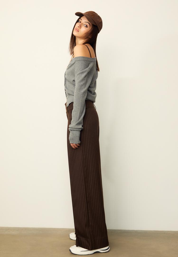 Stradivarius Spodnie wizytowe w paski Brązowy 38