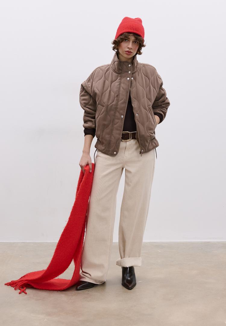 Stradivarius Pikowana kurtka Brązowy M