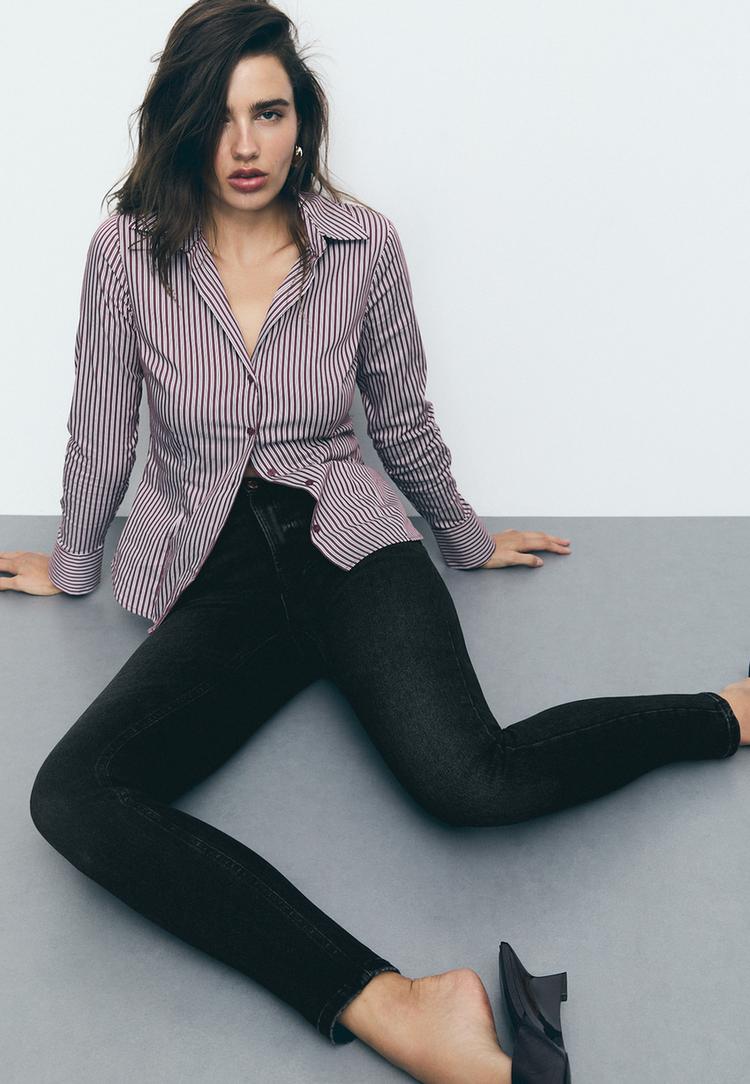 Stradivarius Jeansy skinny fit regular waist WYBLAKŁY CZARNY 42