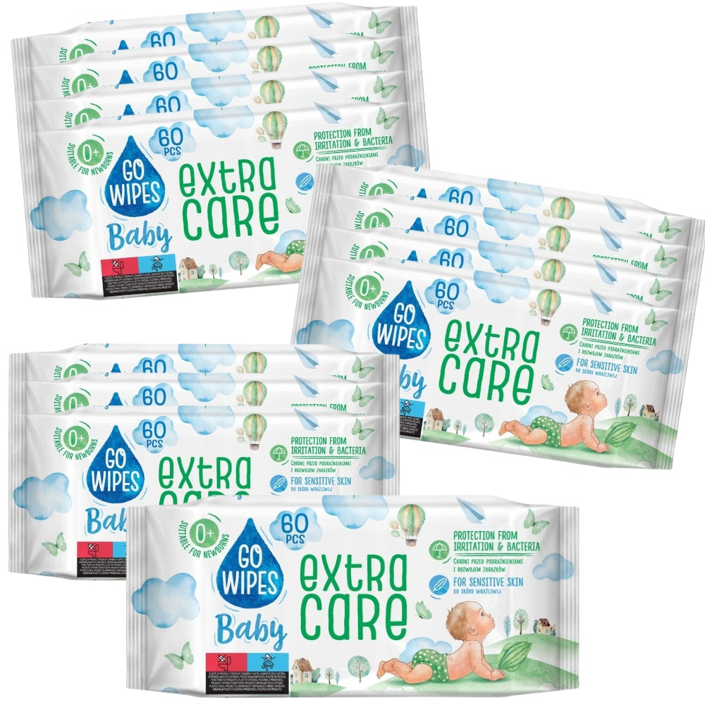 GoWipes Baby Nawilżane Chusteczki Dla Dzieci z Alantoiną Karton 12x60szt
