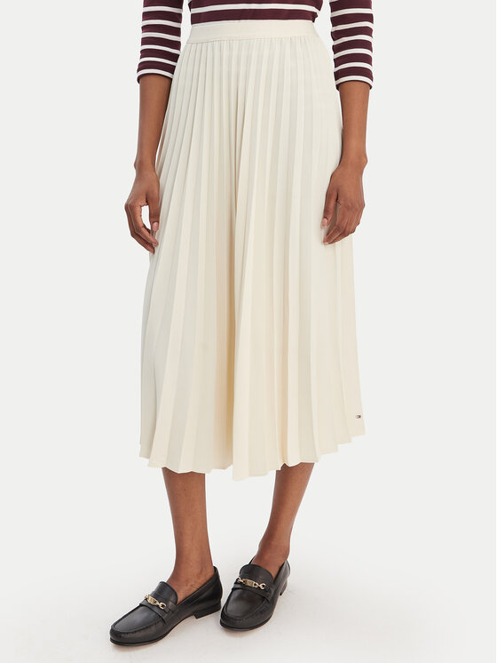 Tommy Hilfiger Spódnica plisowana WW0WW48538 Écru Regular Fit