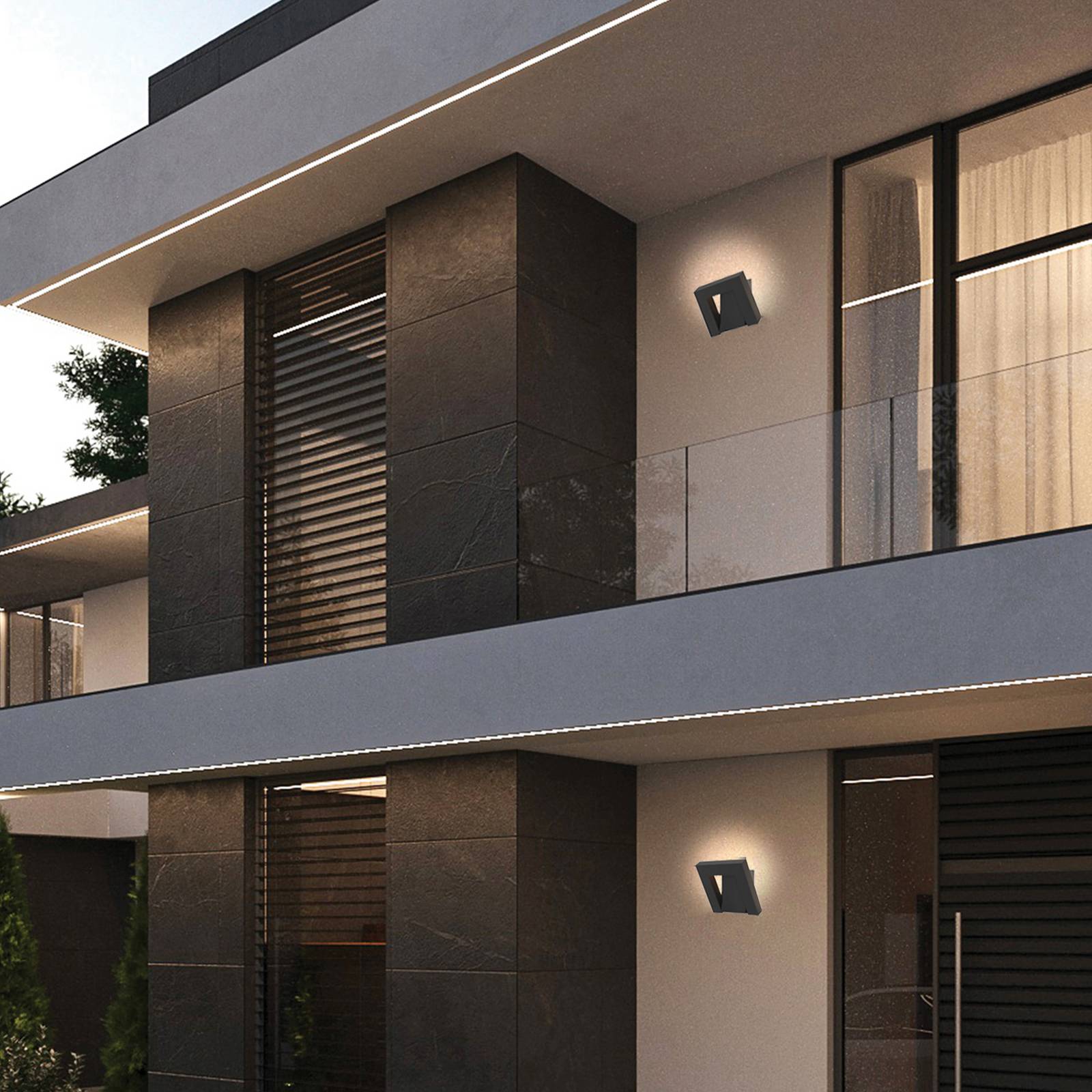 Viokef Kinkiet zewnętrzny LED Siena, czarny, aluminium, nowoczesny