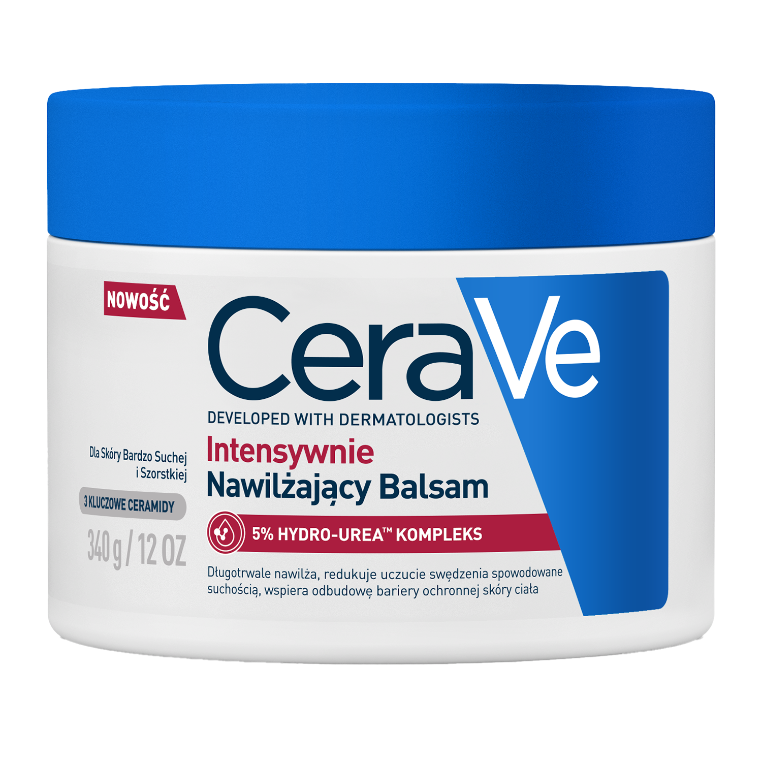 CeraVe, intensywnie nawilżający balsam, skóra bardzo sucha i szorstka, 340 g