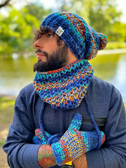 Męski mały komin MERINO 50% Górski potok