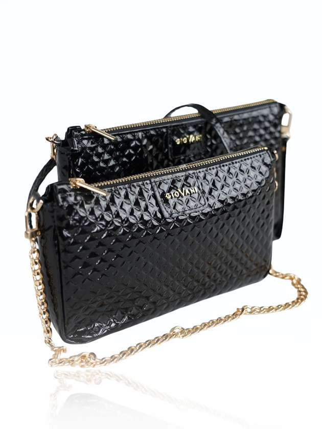 Skórzana torebka pikowana 2w1czarna