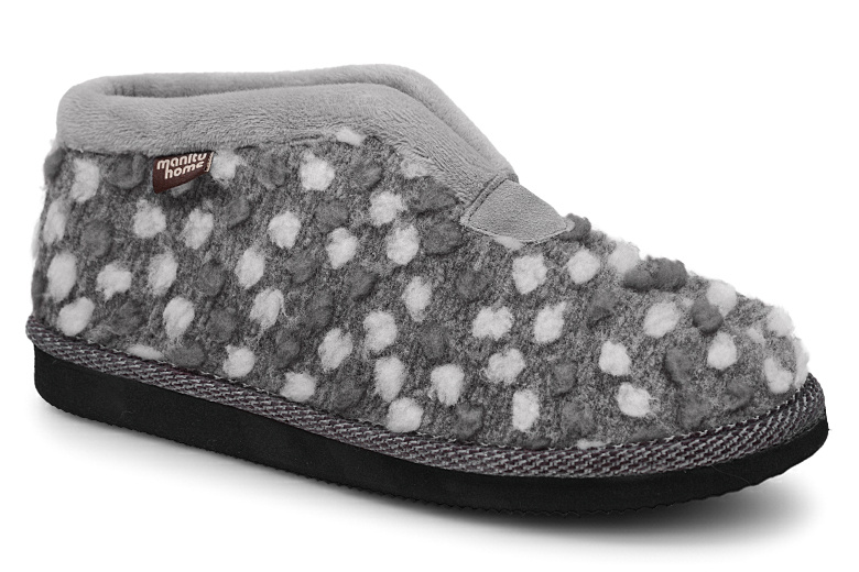 Bambosze MANITU 340009-91/25 Gris Groszki Popielate Kapcie domowe Ciapy