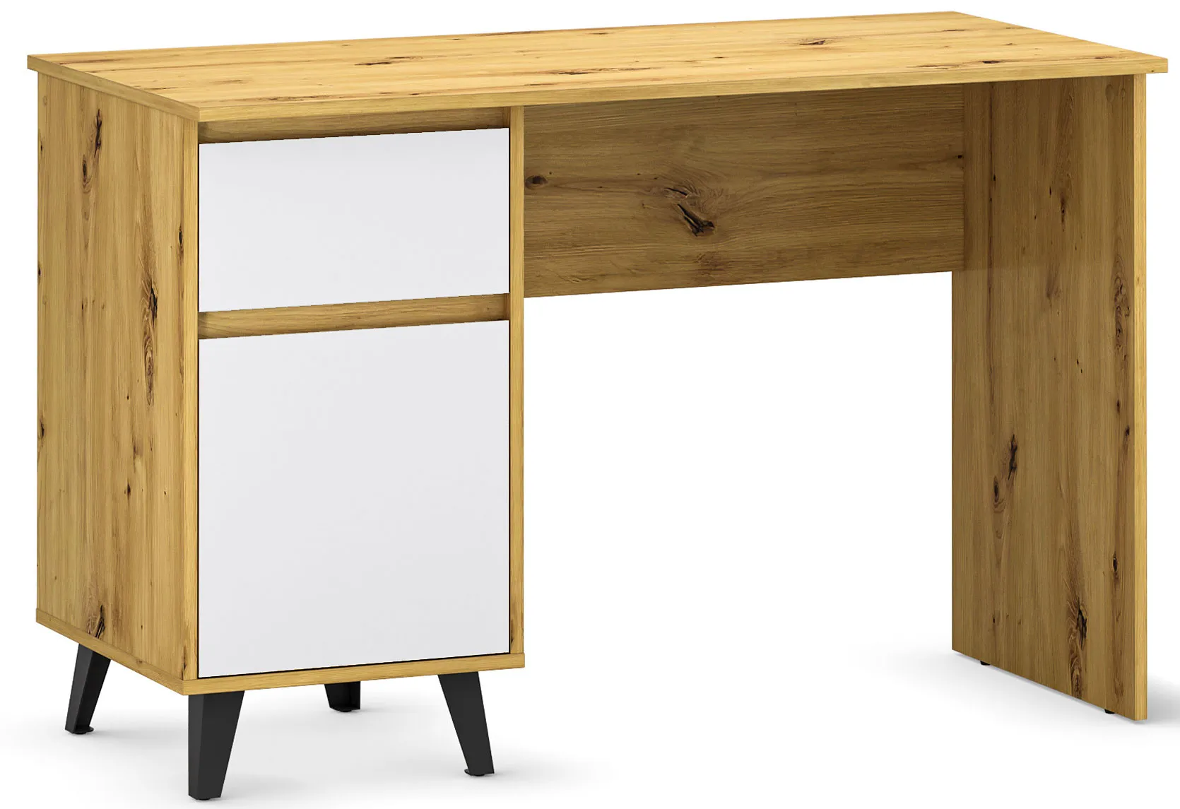 EDINOS Skandynawskie biurko z szafką dąb artisan + biały A7-S00