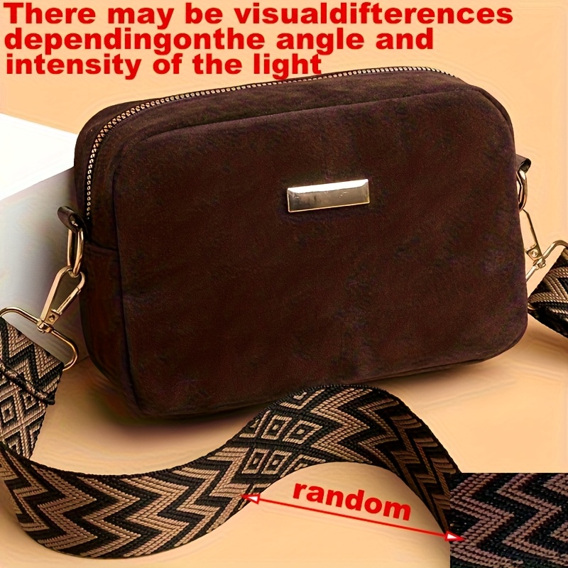 TEMU Modna, codzienna damska torebka crossbody z imitacji zamszu Zdejmowany i regulowany pasek, zapięcie na zamek błyskawiczny, idealna do