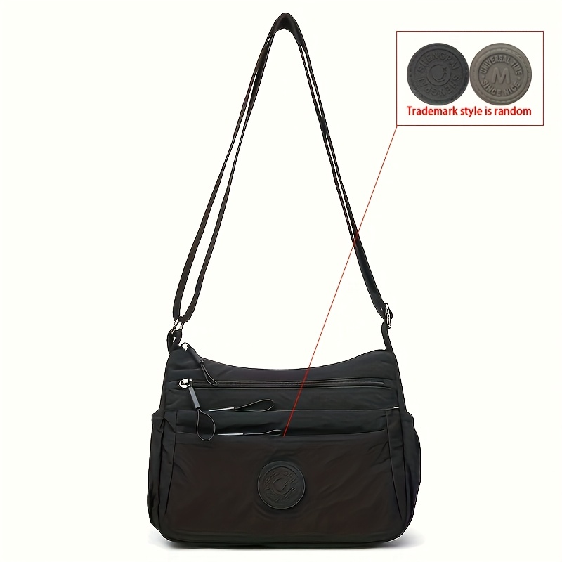 TEMU Lekka Nylonowa Wielowarstwowa Torba na Ramię dla Mamy z Regulowanym Paskiem i Wieloma Kieszeniami - Casualowa Torebka Idealna do Codziennego