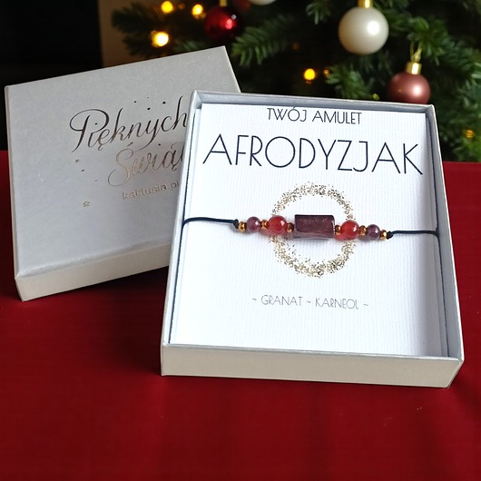 Amulet - AFRODYZJAK - świąteczne pudełko - granat, karneol