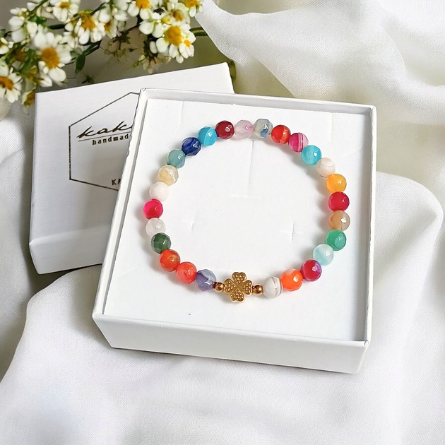 PROMOCJA :: czterolistna koniczynka i agat multicolor