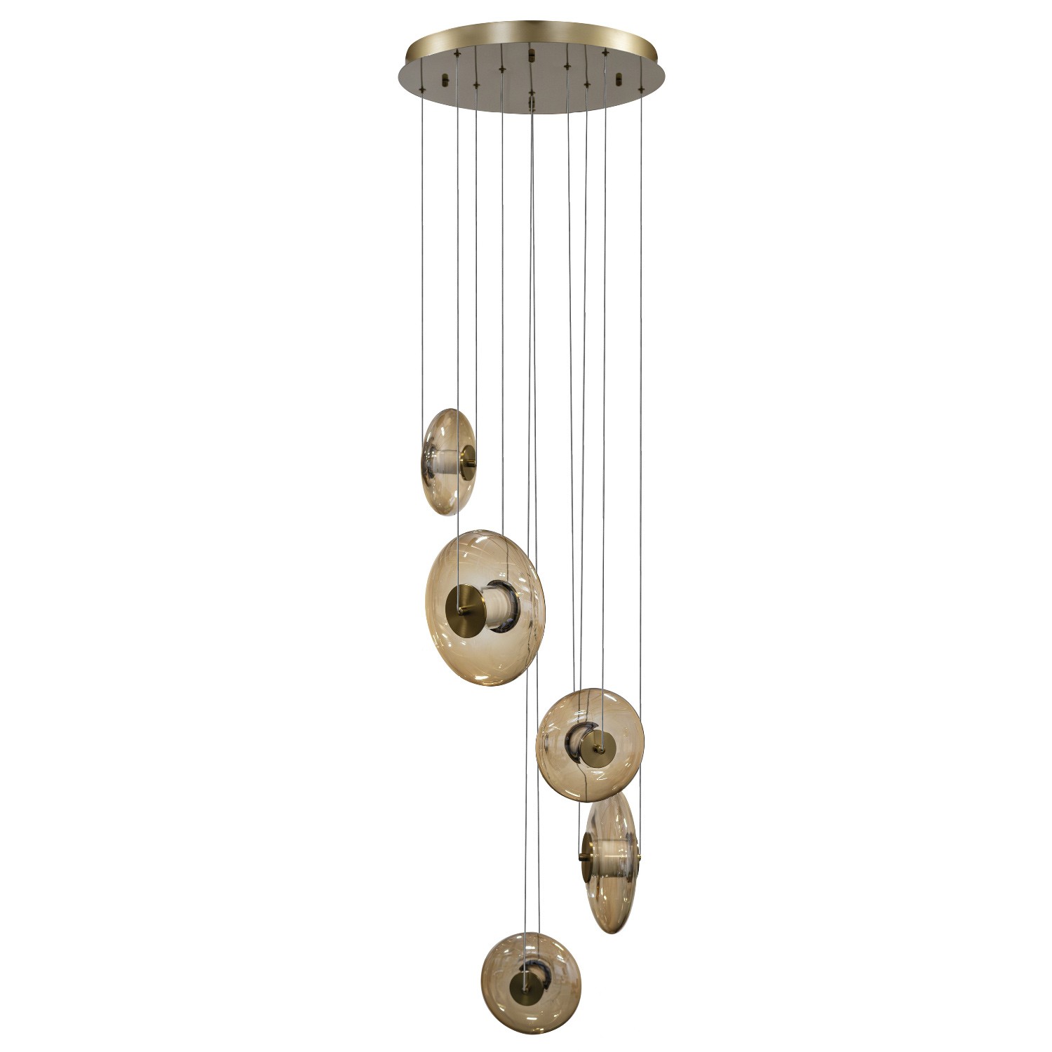 Lampa wisząca ANDORA 5 LED DIMM -złoty/bursztynowy