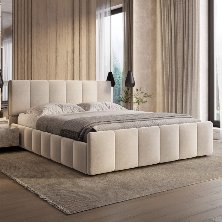 Łóżko tapicerowane SF1077 160x200 Welur Beż #3