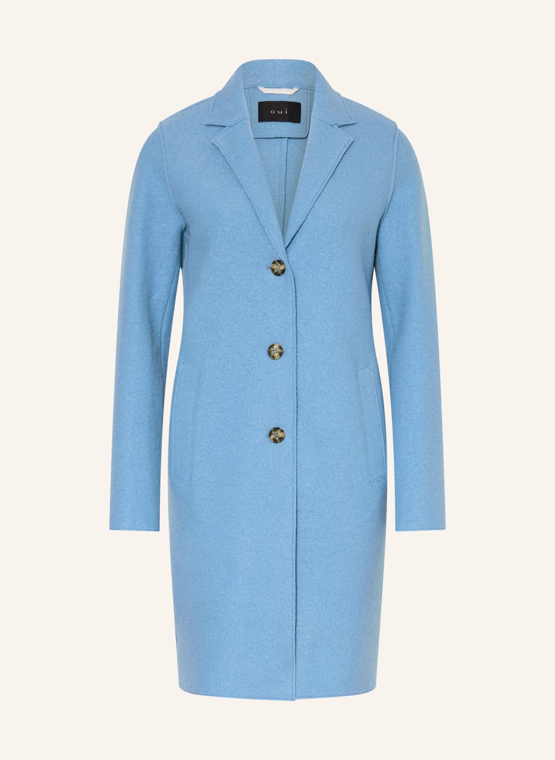 Oui Płaszcz Wełniany blau