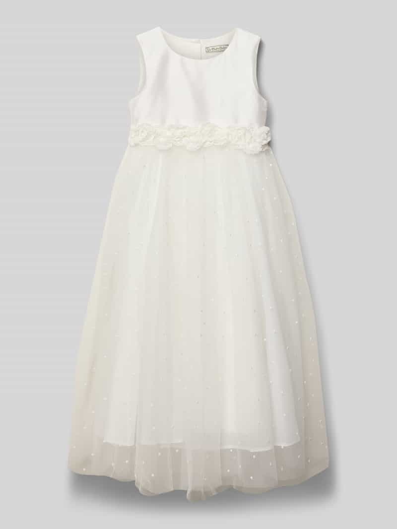 Sukienka midi o kroju regular fit z kwiatowym obszyciem