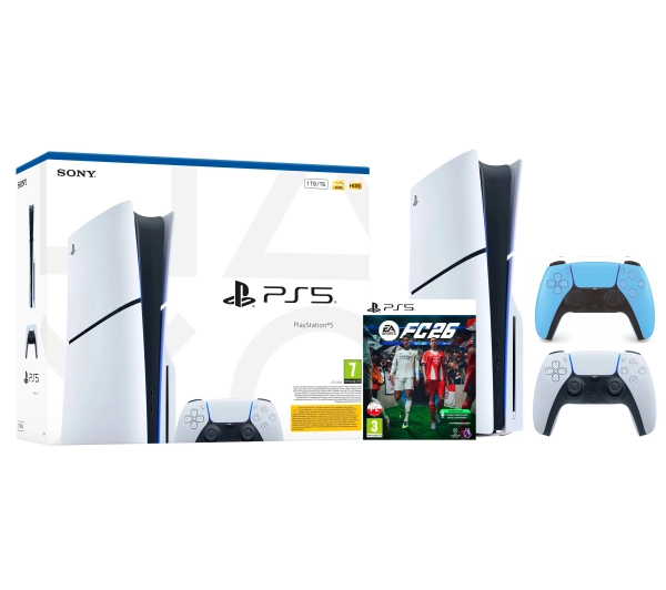 Sony PlayStation 5 Slim E Chassis PS5 1TB z napędem + Dodatkowy Pad Gwiezdny błękit + EA SPORTS FC 26