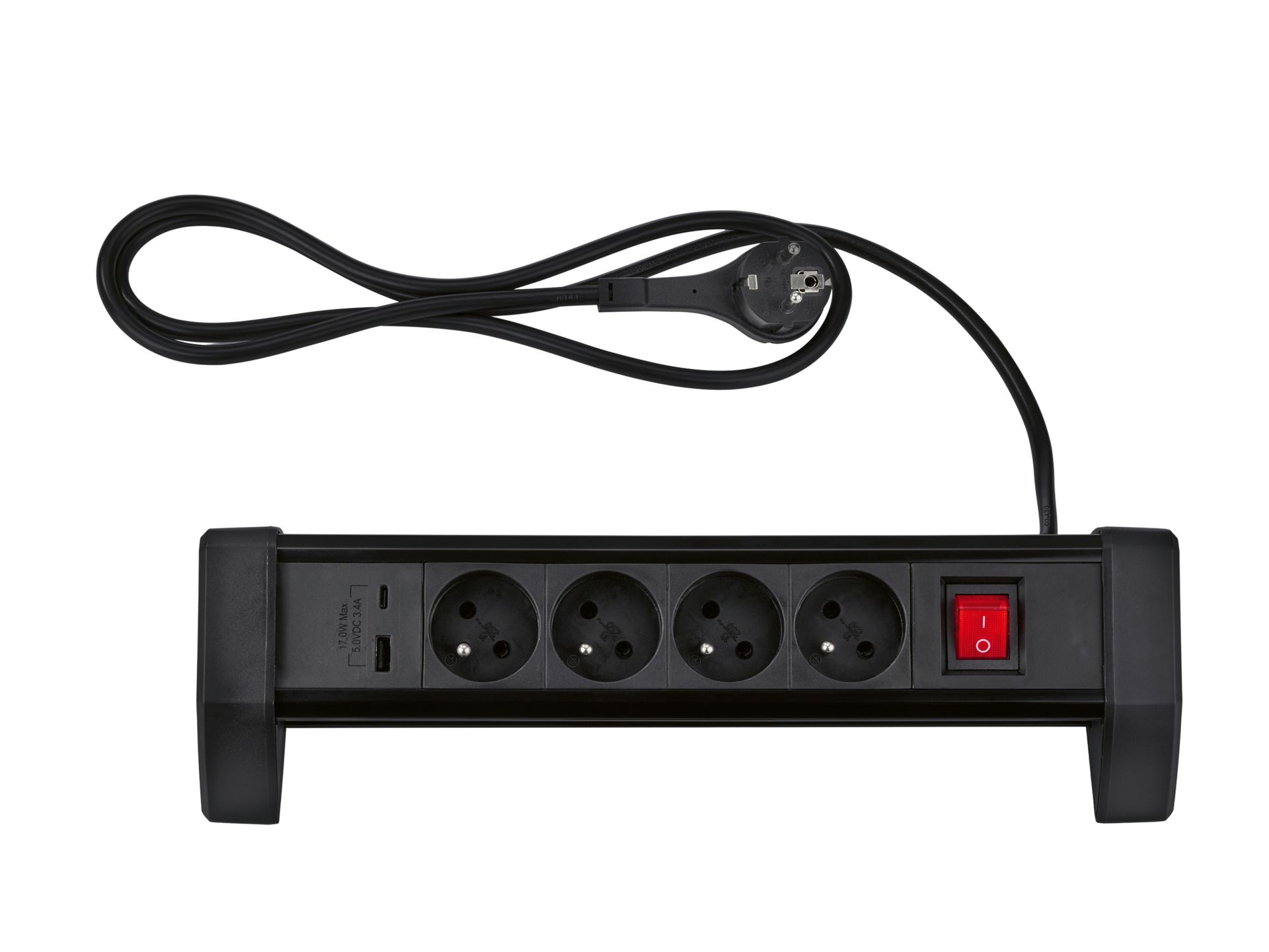 TRONIC® Listwa zasilająca stołowa / Wysuwana listwa zasilająca stołowa (Z 4 gniazdkami, Czarny)