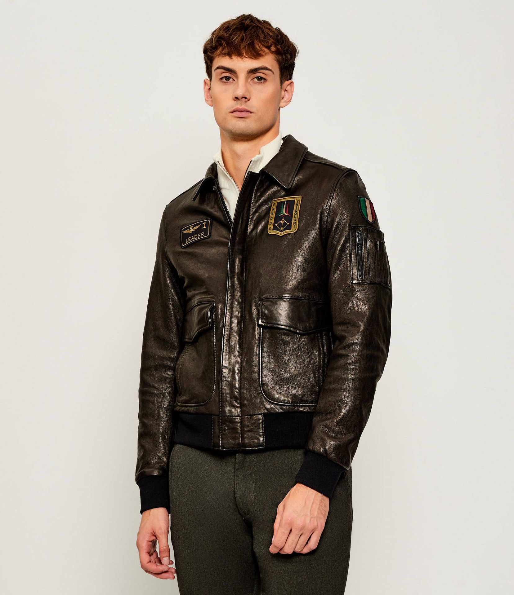 Aeronautica Militare Skórzana kurtka Regular Fit