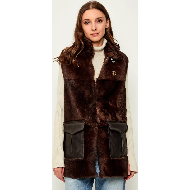 Aeronautica Militare Skórzana kamizelka | Regular Fit