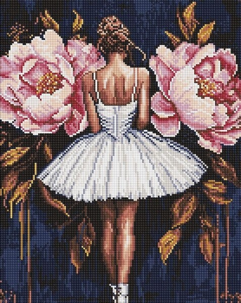 Diamentowa mozaika - Baletnica z piwoniami