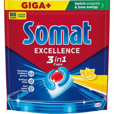 Kapsułki do zmywarki SOMAT Excellence Caps 3w1 Lemon - 88 szt.