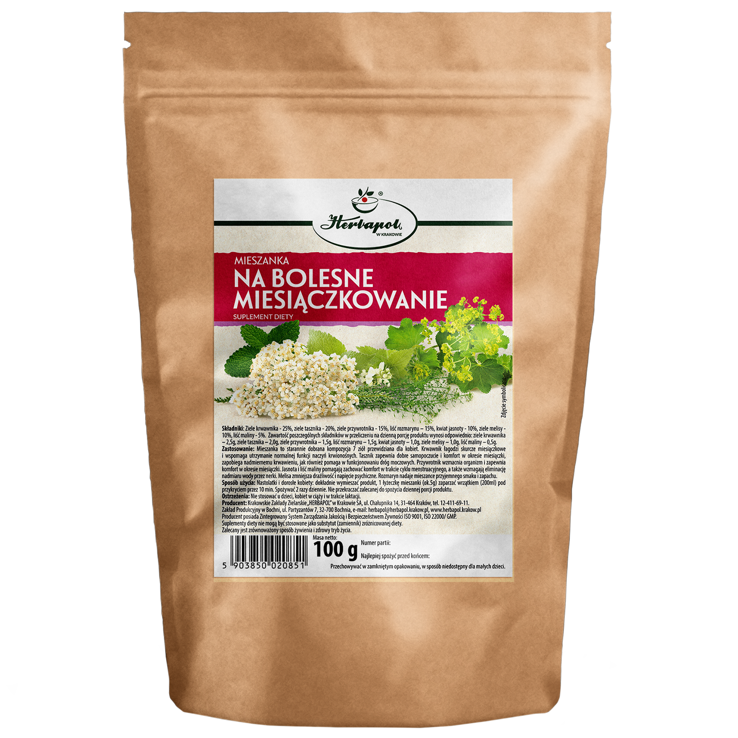 Herbapol Mieszanka Na Bolesne Miesiączkowanie, 100 g