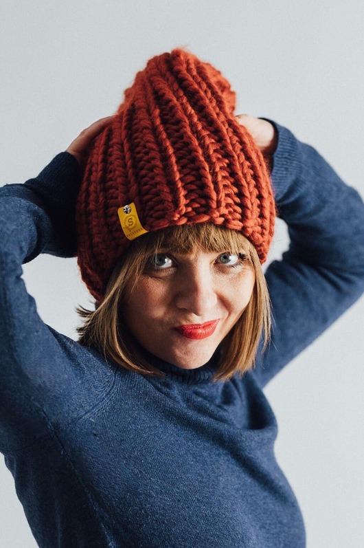 Wełniana czapka zimowa peruvian WOOLY terakota