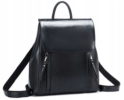 Plecak Damski czarny skórzany skóra naturalna torba torebka plecaczek pojem