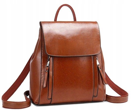 Plecak Damski skórzany brązowy skóra naturalna torba torebka plecaczek poje