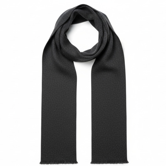 Szalik Męski szal 100% Wełniany JEDWAB czarny szary ciemny prezent elegancki
