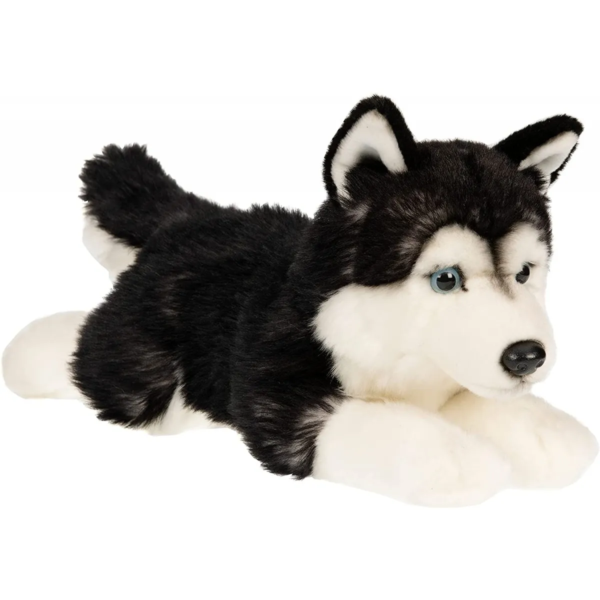 Maskotka Pies Husky Czarny Leżący - 41 cm - Uni Toys ★ POLECANA OFERTA PayPo ZWROT DO 100 DNI