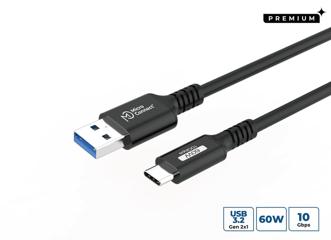 Microconnect USB3.2AC015 kabel USB USB 3.2 Gen 2 (3.1 Gen 2) 0,15 m USB C USB A Czarny