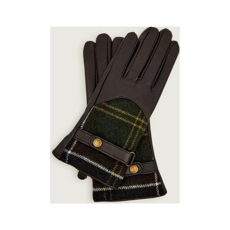 Barbour Skórzane rękawiczki Dee Tartan | z dodatkiem wełny