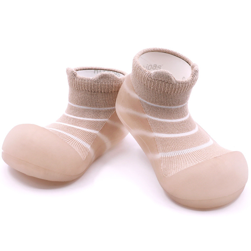 Attipas® Lekkie Bambusowe Buciki Niemowlęce Bamboo See Through Bear Beige 10,8 Cm / 19 Antypoślizgowe