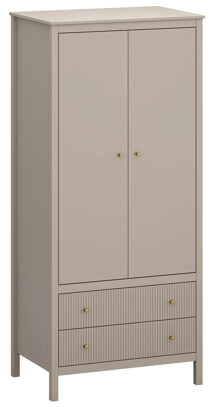 Szafa dwudrzwiowa z drążkiem i szufladami taupe D8-D61