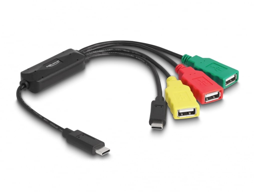 DeLOCK 4-portowy koncentrator kablowy USB 2.0 USB Type-C na 3 x USB-A żeńskie + 1 x USB-C męski 64203