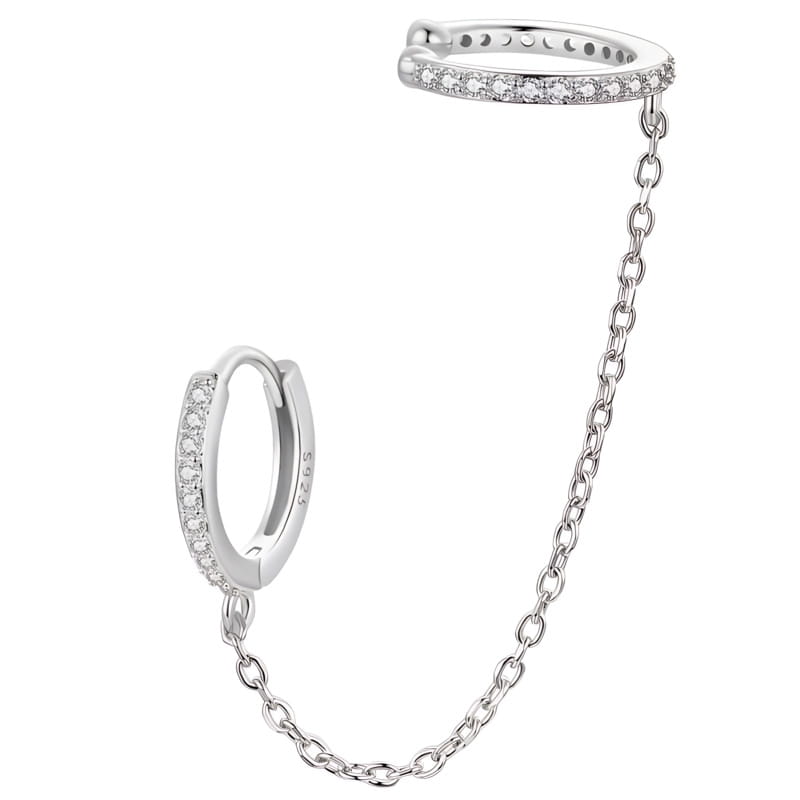 Kolczyk Srebrny - KOLCZYK NAUSZNICA ŁAŃCUSZEK