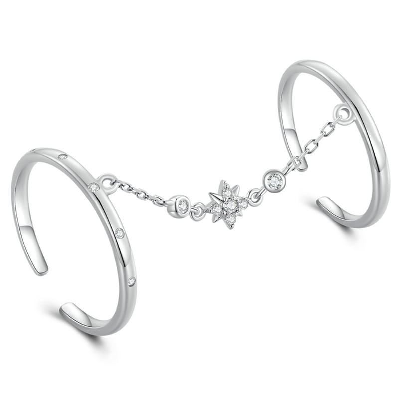 Pierścionek Srebrny - PIERŚCIONEK Z ŁAŃCUSZKIEM